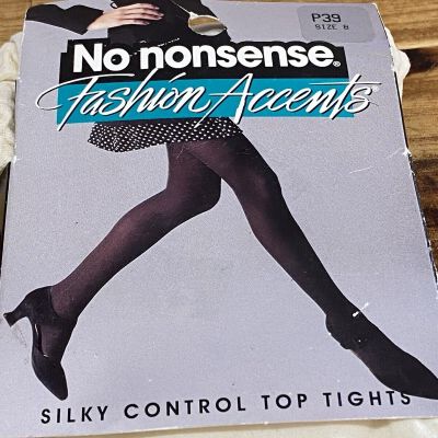 ?Vtg 1990s ?No Nonsense Tights Fashion Accents Silky control top ?Sz B Ivory P39